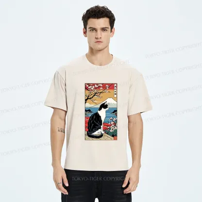 Tokyo-Tiger Thinking Cat Poster Washed T-Shirt
