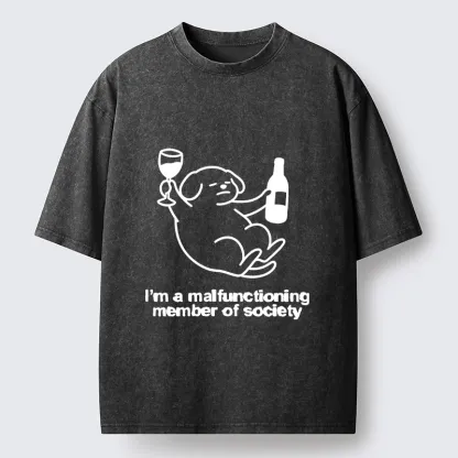 Tokyo‑Tiger Silly Wine Dog Vibe Washed T‑Shirt