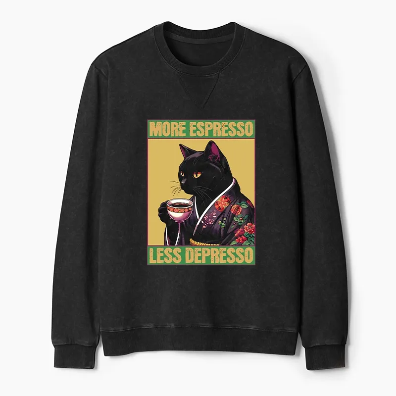 Tokyo-Tiger Up Caffeine Down Depression Washed Terry Sweatshirt