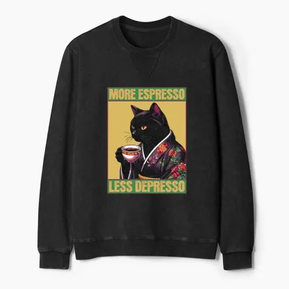 Tokyo-Tiger Up Caffeine Down Depression Washed Terry Sweatshirt