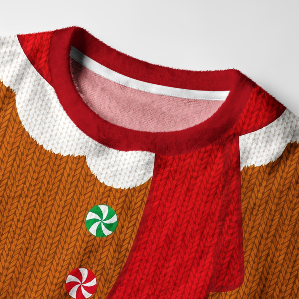 Tokyo-Tiger Gingerbread Man Is Here Fuzzy Christmas Ugly Sweatshirt