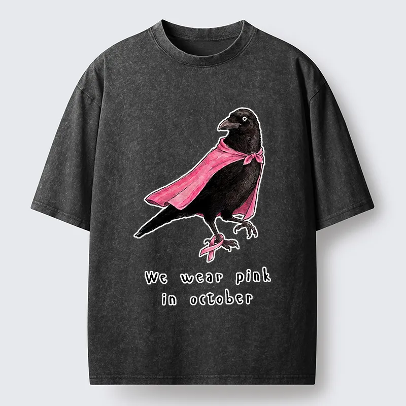 Tokyo-Tiger Pink Ribbon Raven Breast Cancer Awareness Washed T-Shirt