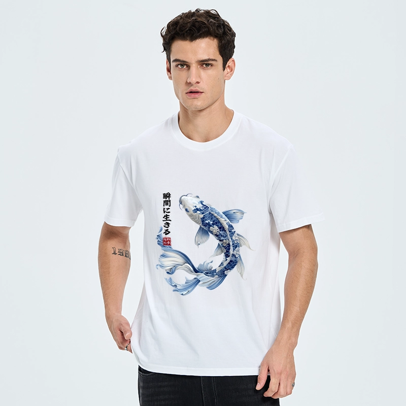 Tokyo-Tiger Blue And White Koi Fish Japanese Art Print Classic T-Shirt