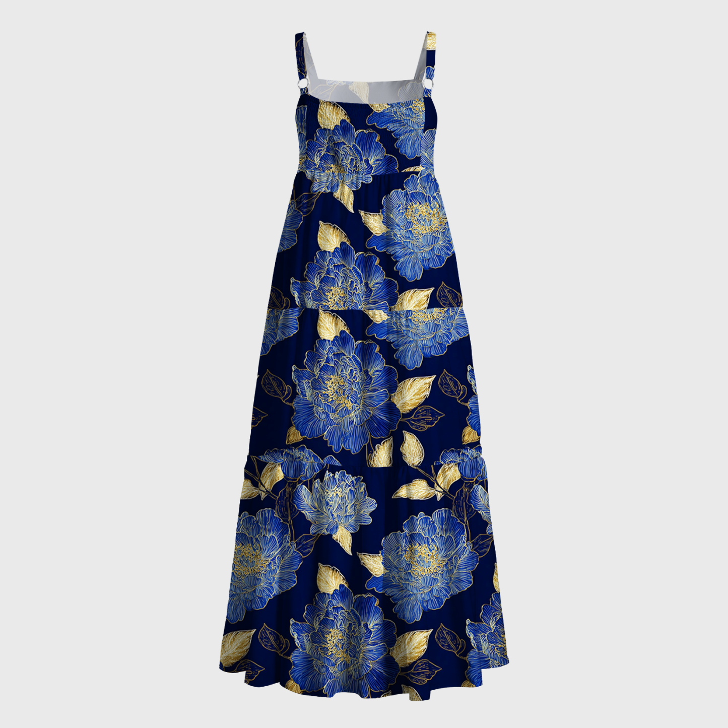 Tokyo-Tiger Gilded Navy Peony Maxi Dress