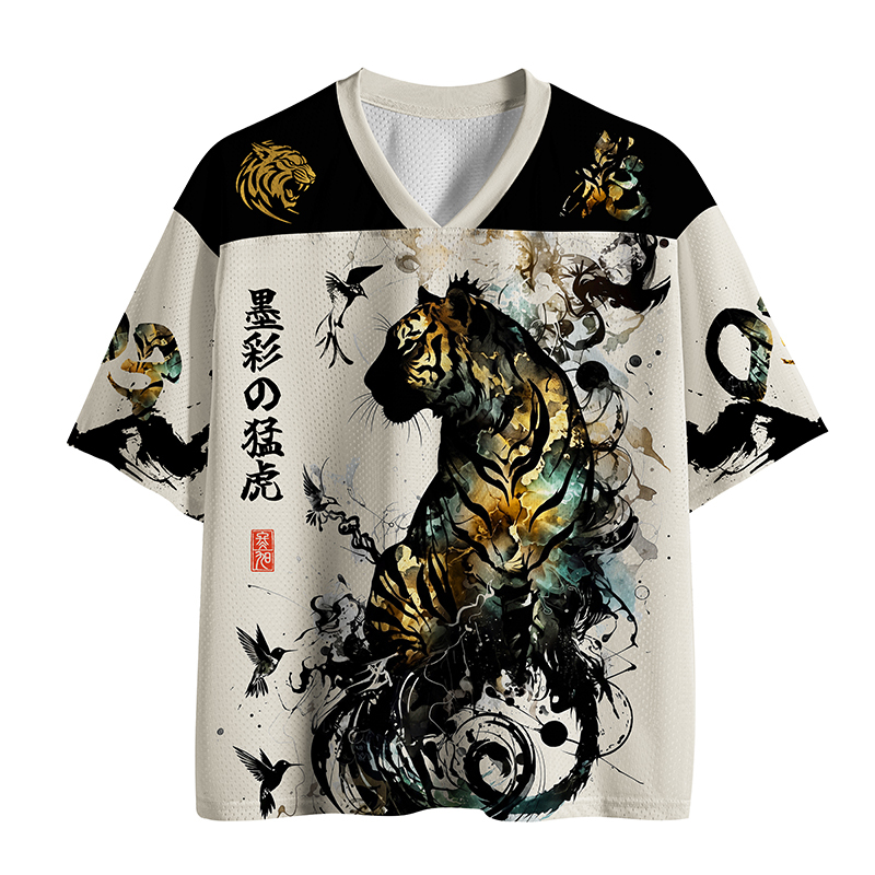 Tokyo-Tiger Golden Tiger And Soaring Birds Mesh Jersey