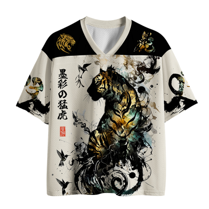 Tokyo-Tiger Golden Tiger And Soaring Birds Mesh Jersey