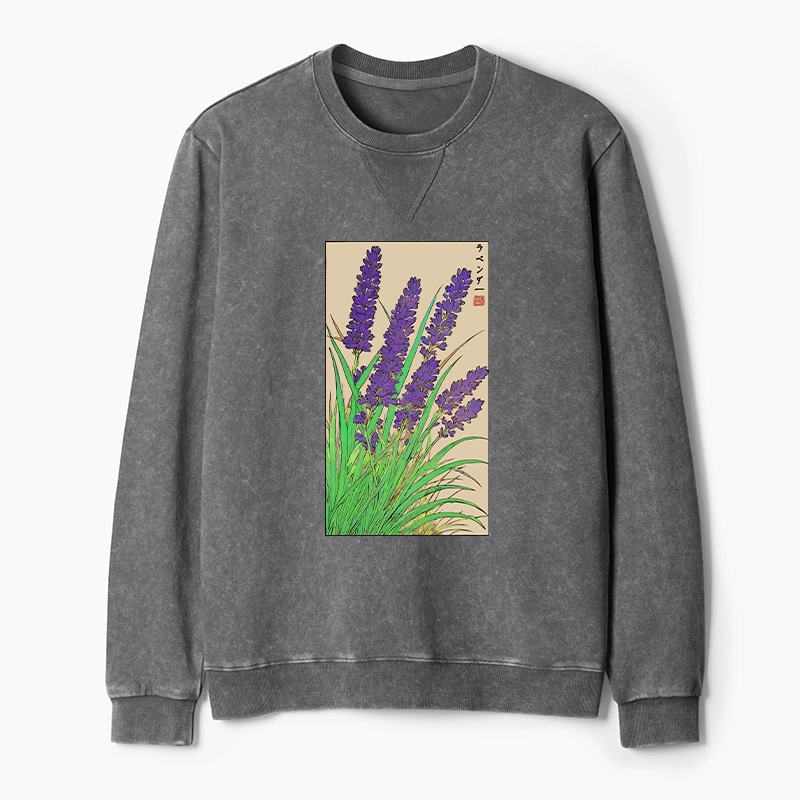Tokyo-Tiger Japanese Lavender Washed Terry Sweatshirt