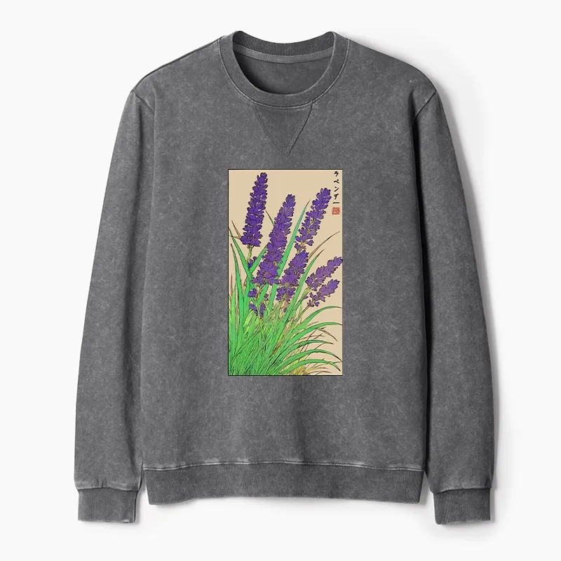 Tokyo-Tiger Japanese Lavender Washed Terry Sweatshirt
