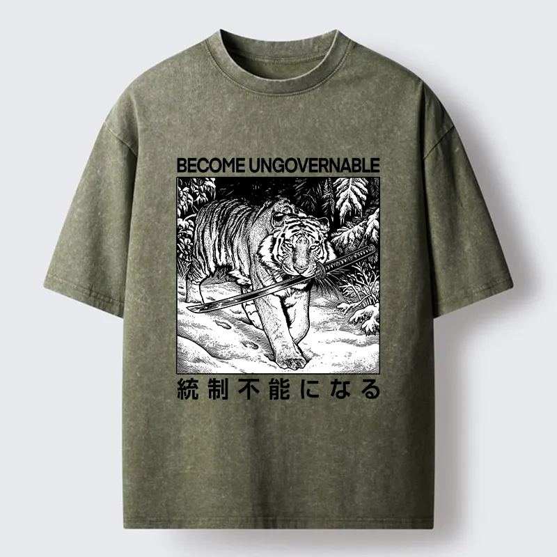 Tokyo-Tiger Sword Tiger Funny Meme Washed T-Shirt