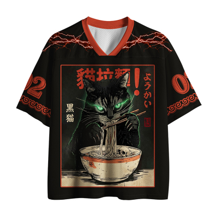 Tokyo-Tiger Black Cat Ramen Feast Mesh Jersey