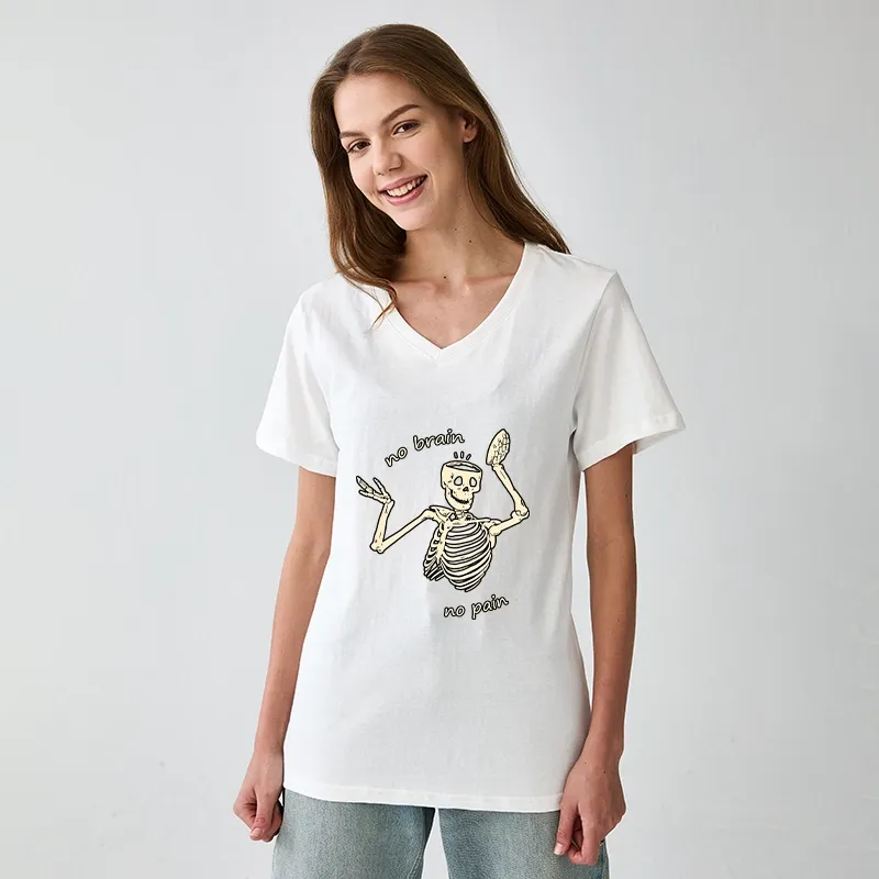 Tokyo-Tiger Skeletons Feel No Pain V-Neck Classic T-Shirt