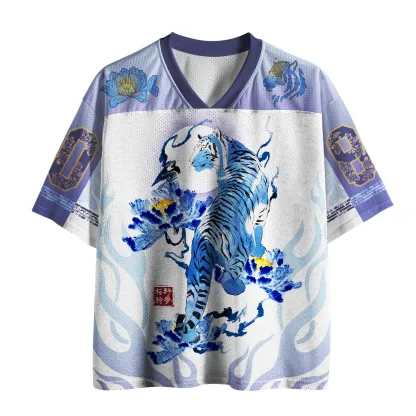 Tokyo-Tiger Indigo Porcelain Tiger Mesh Jersey