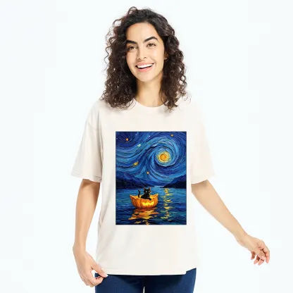 Tokyo‑Tiger Pumpkin Boat Cat Washed T-Shirt