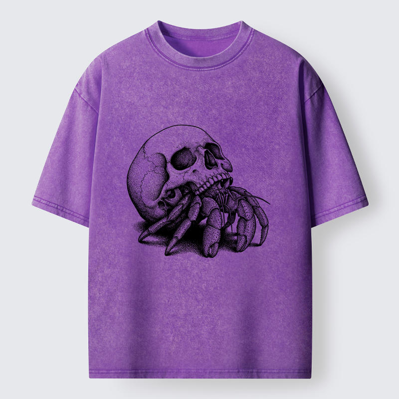 Tokyo-Tiger Skull Crab Meme Washed T-Shirt
