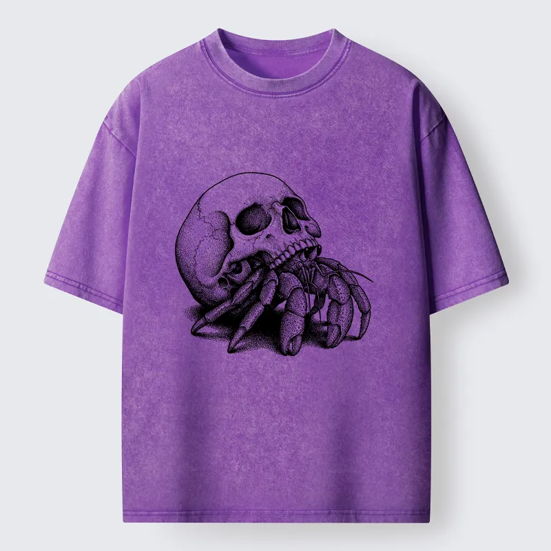 Tokyo-Tiger Skull Crab Meme Washed T-Shirt