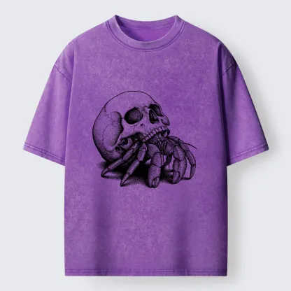Tokyo-Tiger Skull Crab Meme Washed T-Shirt