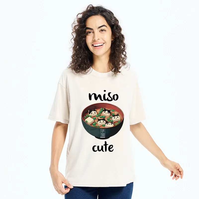 Tokyo-Tiger Cats In A Bowl Of Miso Washed T-Shirt