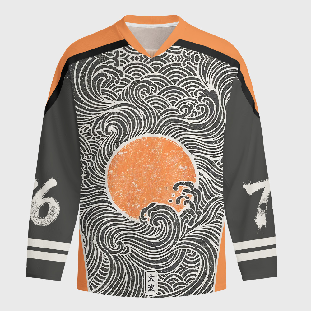 Tokyo-Tiger Great Wave Sunset Long-Sleeve Hockey Jersey