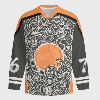 Tokyo-Tiger Great Wave Sunset Long-Sleeve Hockey Jersey