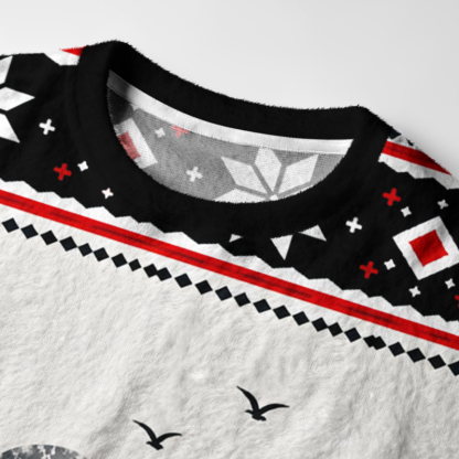 Tokyo-Tiger Ink Style Winter Zen Crow Fuzzy Christmas Ugly Sweatshirt