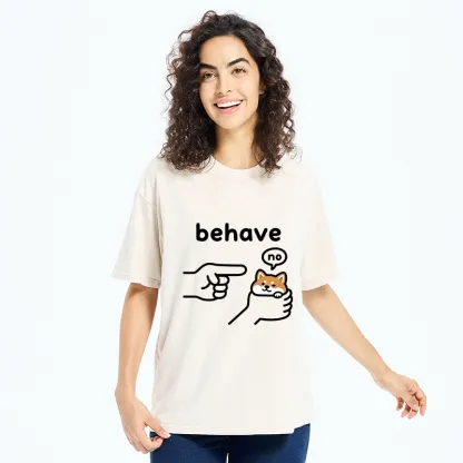 Tokyo-Tiger Funny Shiba Refusing To Behave Washed T-Shirt