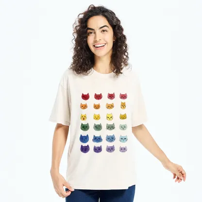 Tokyo-Tiger Watercolor Rainbow Cat Washed T-Shirt