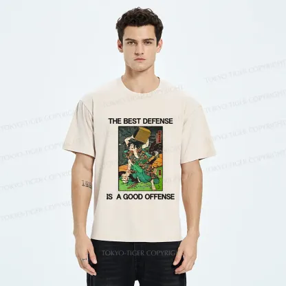 Tokyo-Tiger The Best Defense Is A Good Offense Washed T-Shirt