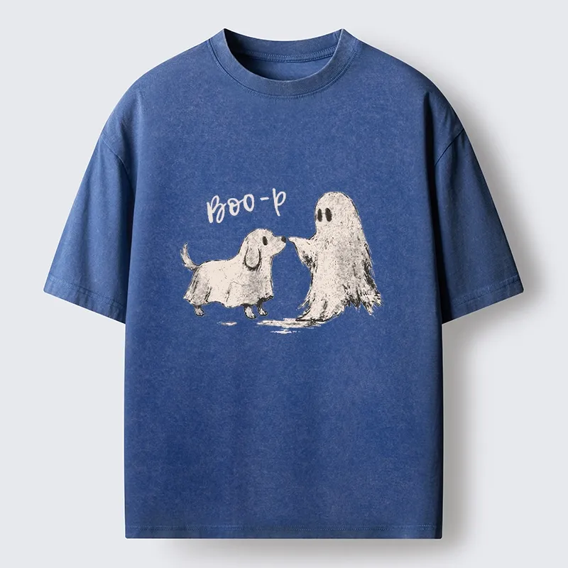 Tokyo-Tiger Funny Ghost Puppy Boo Washed T-Shirt