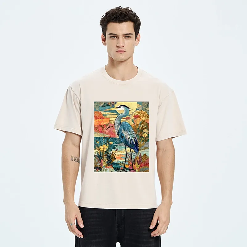 Tokyo‑Tiger Heron Wild Bloom Washed T‑Shirt