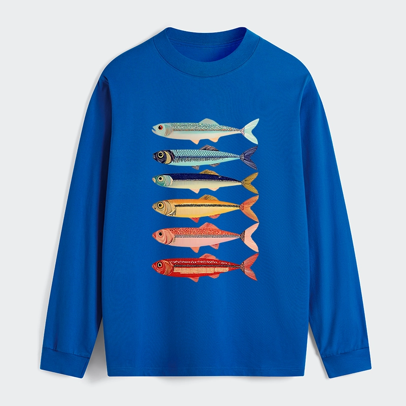 Tokyo‑Tiger Colorful Fish Stack Classic Long Sleeve T-Shirt