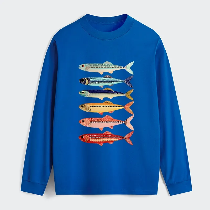 Tokyo‑Tiger Colorful Fish Stack Classic Long Sleeve T-Shirt