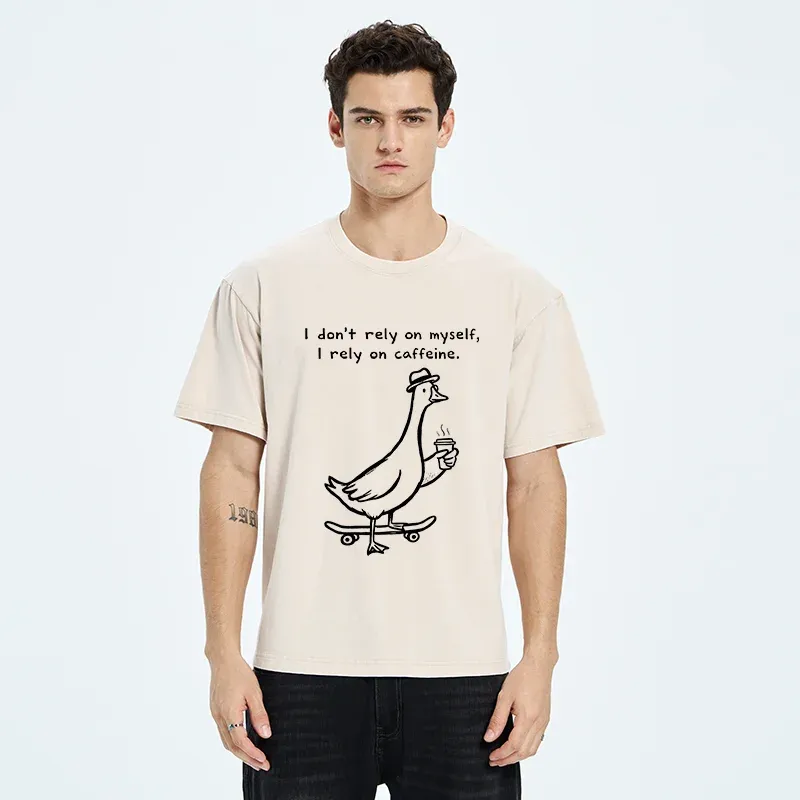 Tokyo-Tiger Goose Depends On Coffee Washed T-Shirt