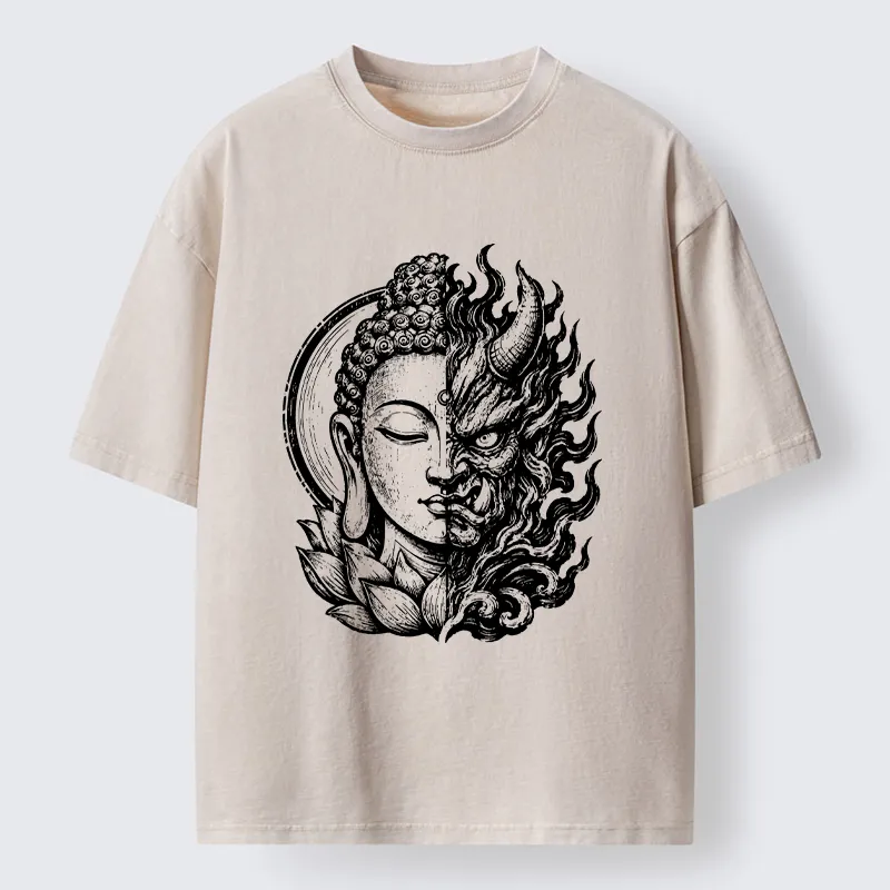 Tokyo‑Tiger Half Buddha Half Demon Washed T‑Shirt Sale