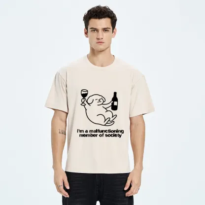 Tokyo‑Tiger Silly Wine Dog Vibe Washed T‑Shirt