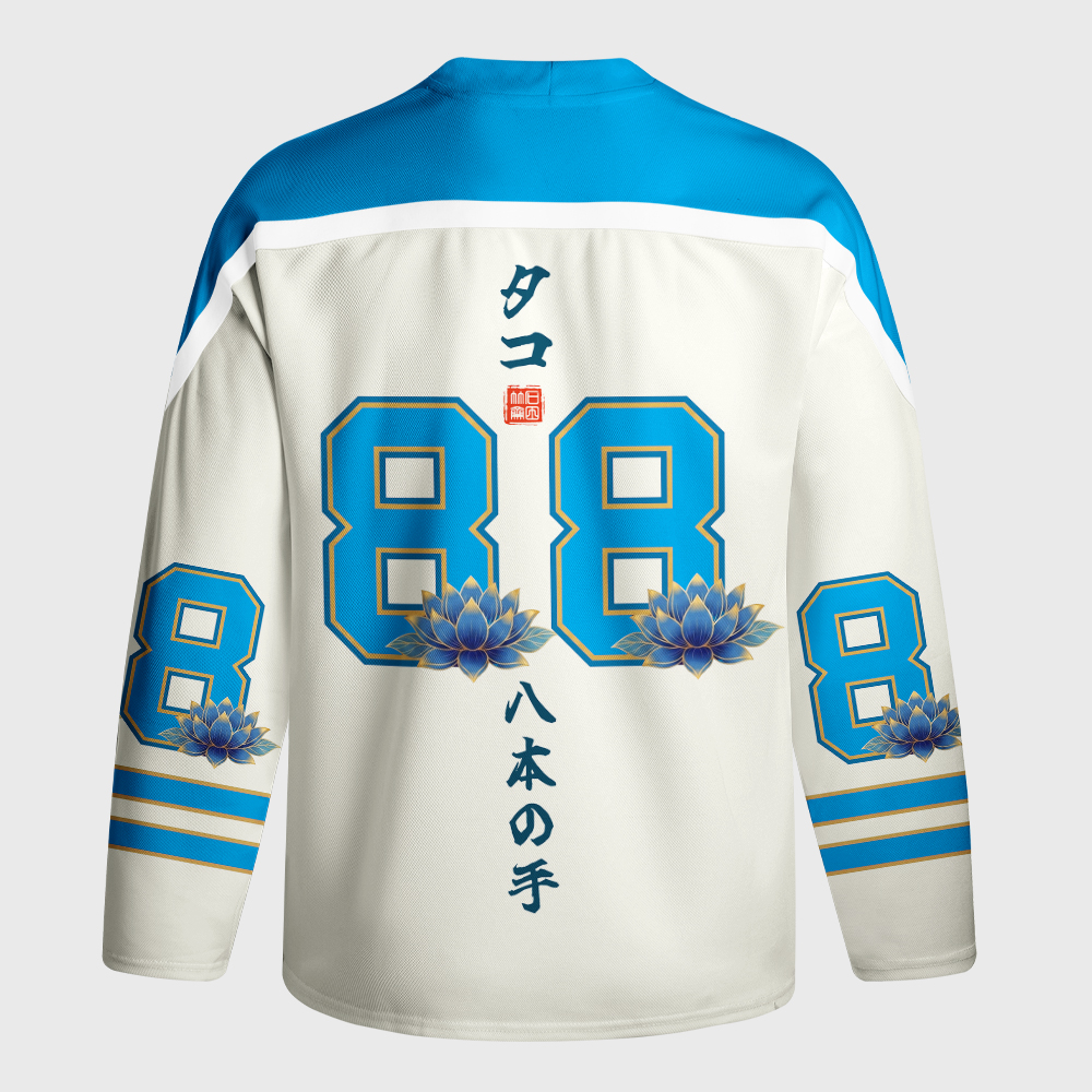 Tokyo-Tiger Mystic Octopus Waves Long-Sleeve Hockey Jersey
