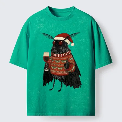 Tokyo-Tiger Christmas Mothman Wine Time Washed T-Shirt