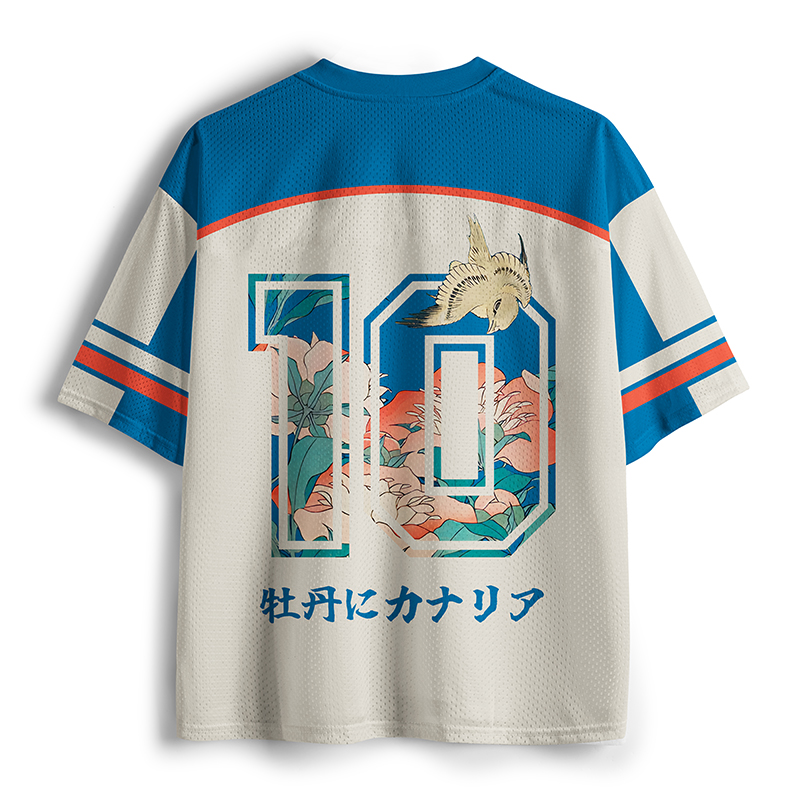 Tokyo-Tiger Canary And Peonies Mesh Jersey