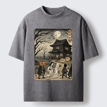 Tokyo-Tiger Vintage Yokai Art Washed T-Shirt