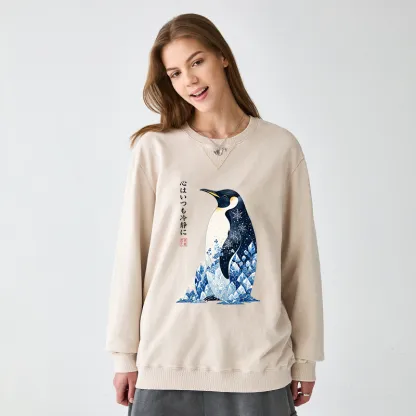 Tokyo-Tiger Keep Calm Penguin Washed Terry Sweatshirt