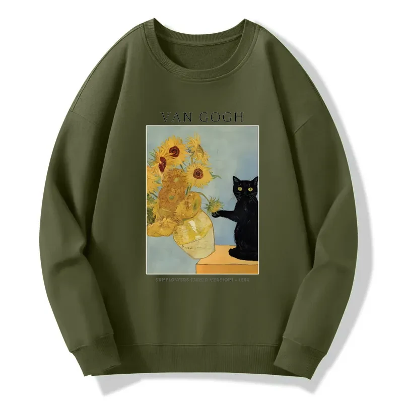 Tokyo-Tiger Black Cat With Sunflowers Sweatshirt