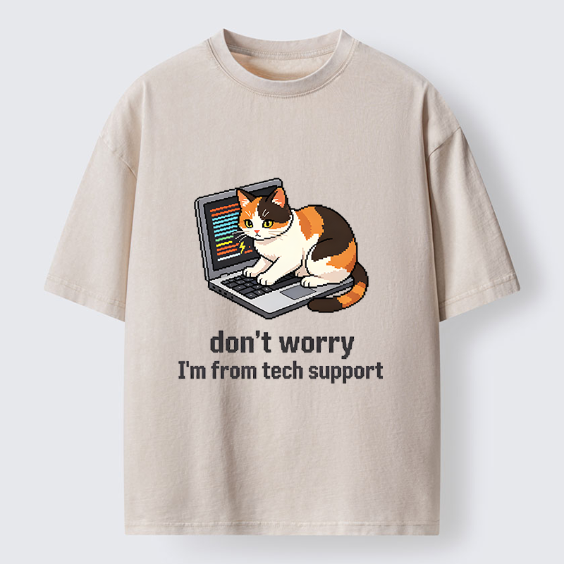 Tokyo‑Tiger Funny Tech Cat Meme Washed T‑Shirt