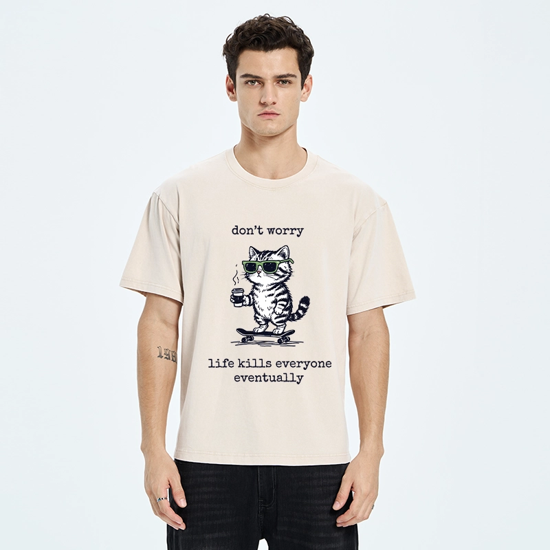 Tokyo-Tiger Chill Cat Meme Washed T-Shirt