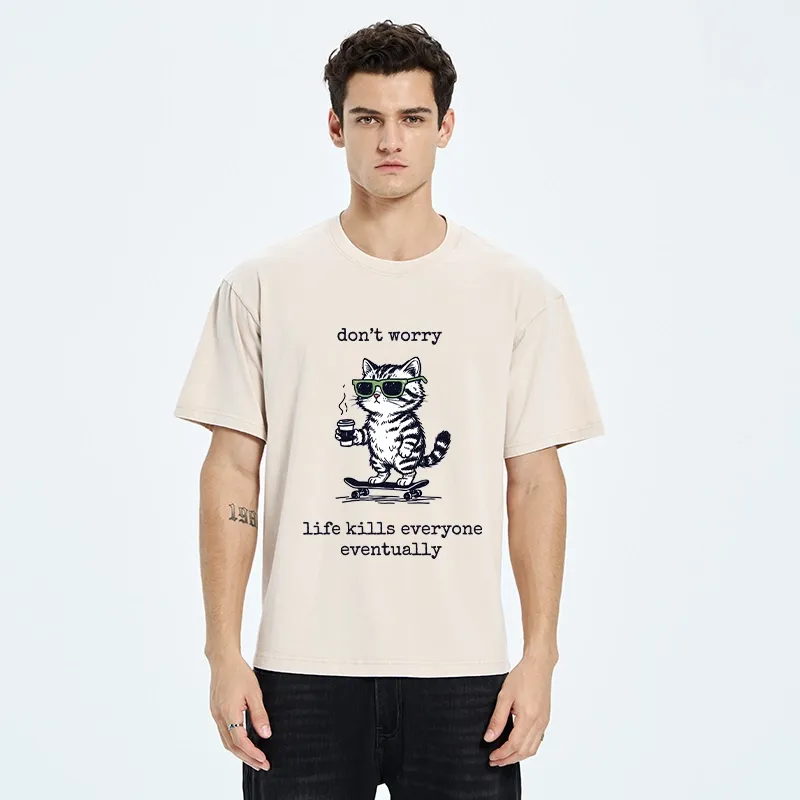 Tokyo-Tiger Chill Cat Meme Washed T-Shirt