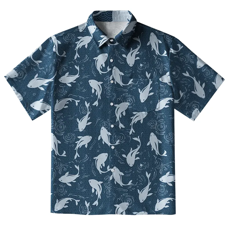 Tokyo-Tiger Dolphins Among The Waves Button-up Shirt
