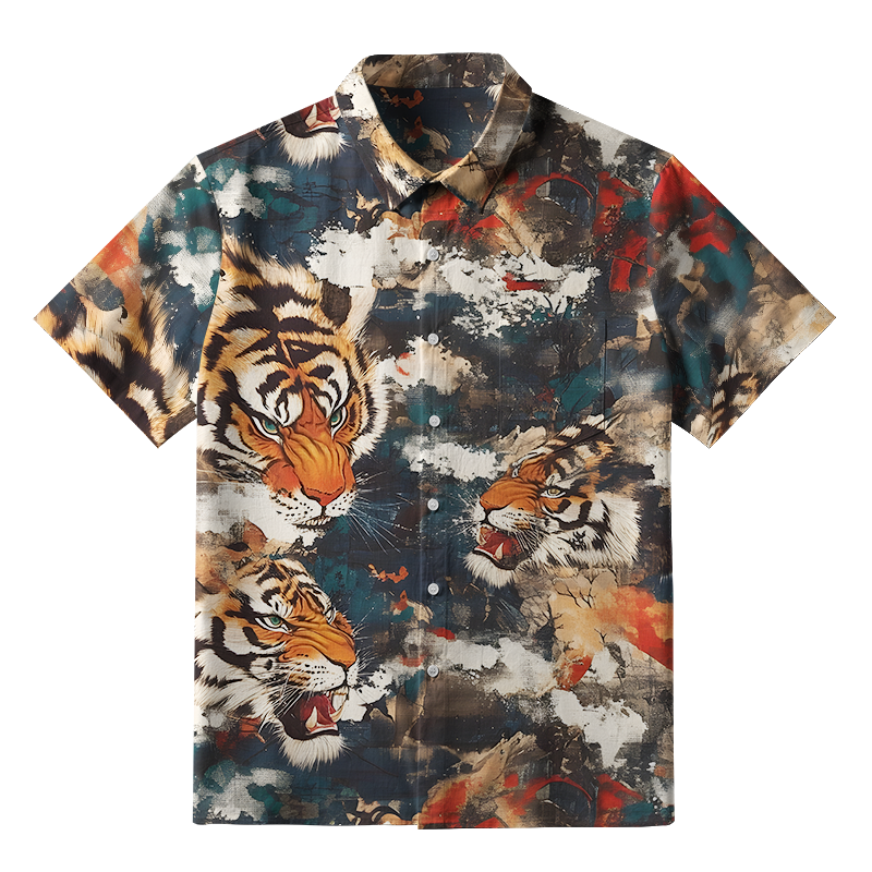 Tokyo-Tiger Wild Roaring Tigers Button-up Shirt