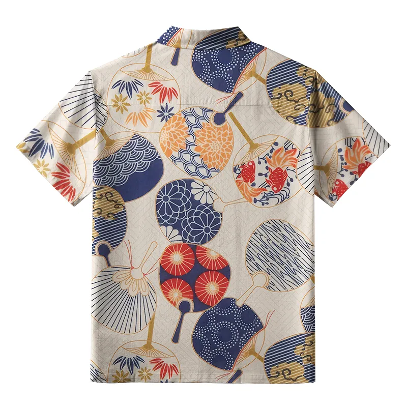 Tokyo-Tiger Japanese Uchiwa Flat Fan Aloha Hawaiian Shirt