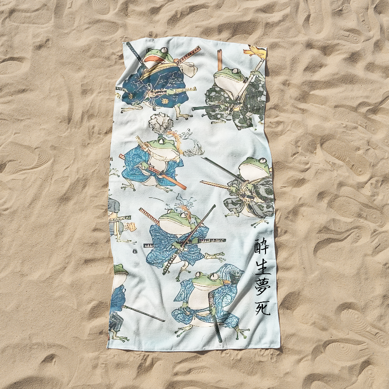 Tokyo-Tiger Frog Samurai Beach Towel