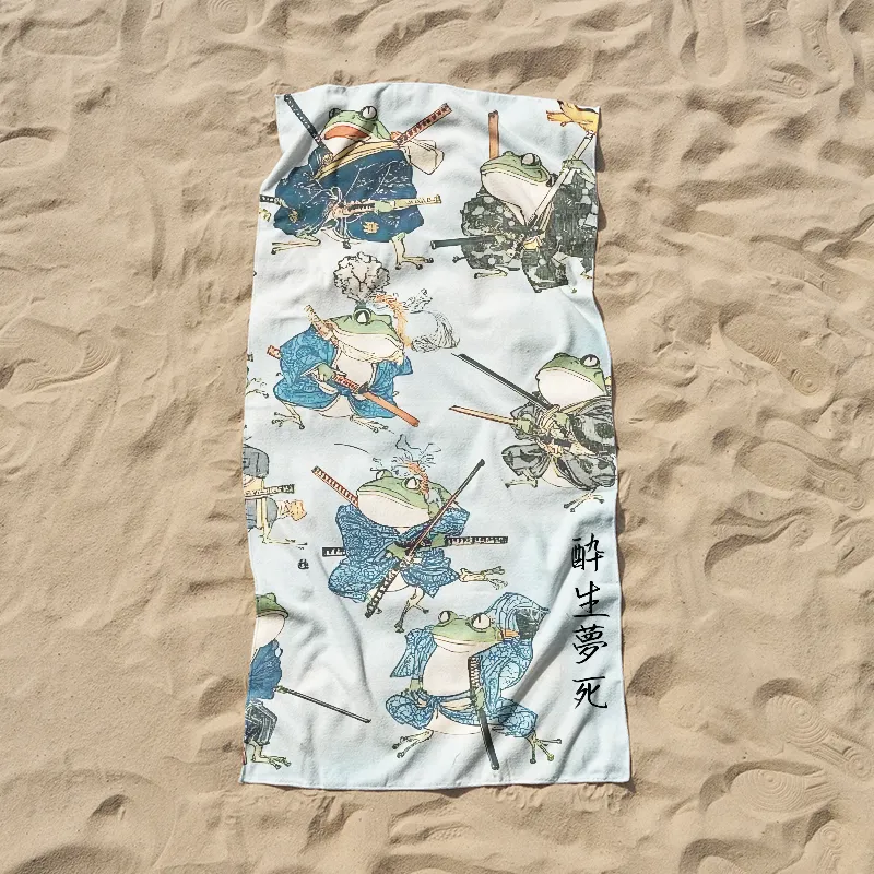 Tokyo-Tiger Frog Samurai Beach Towel Sale