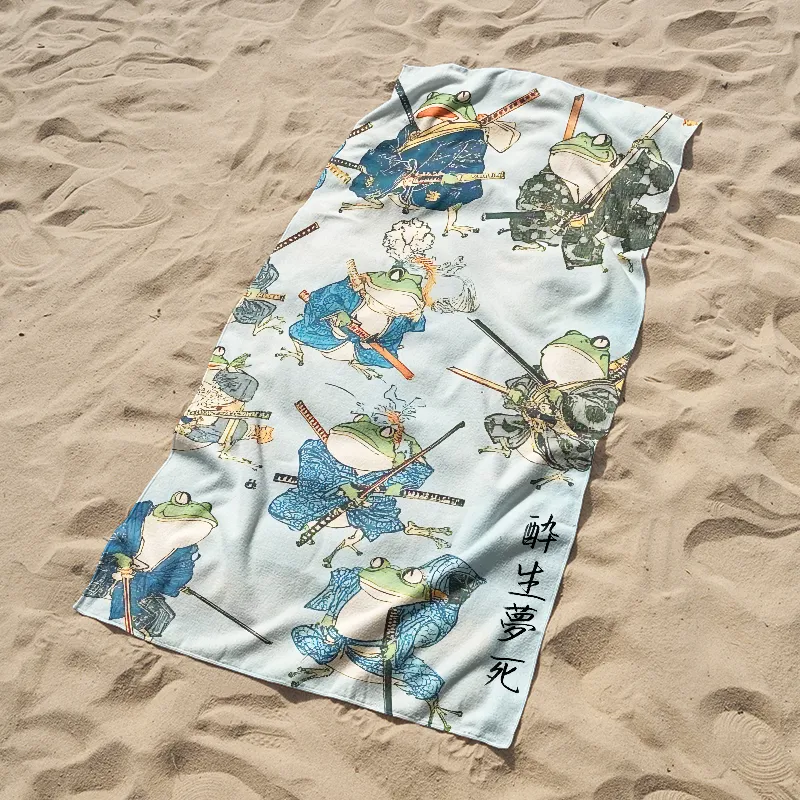 Tokyo-Tiger Frog Samurai Beach Towel