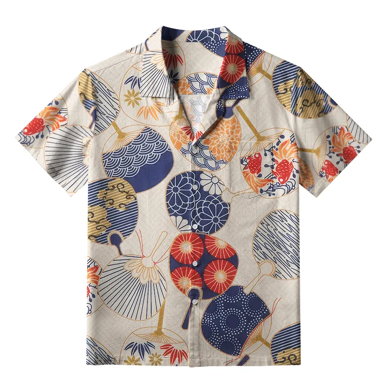 Tokyo-Tiger Japanese Uchiwa Flat Fan Aloha Hawaiian Shirt